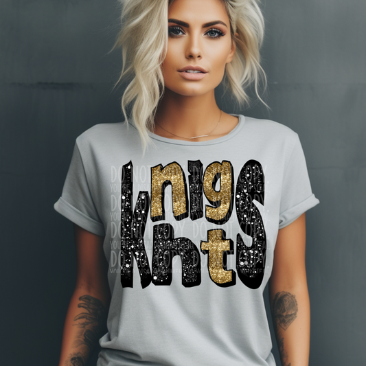 Knights black and gold faux glitter - DTF PRINT