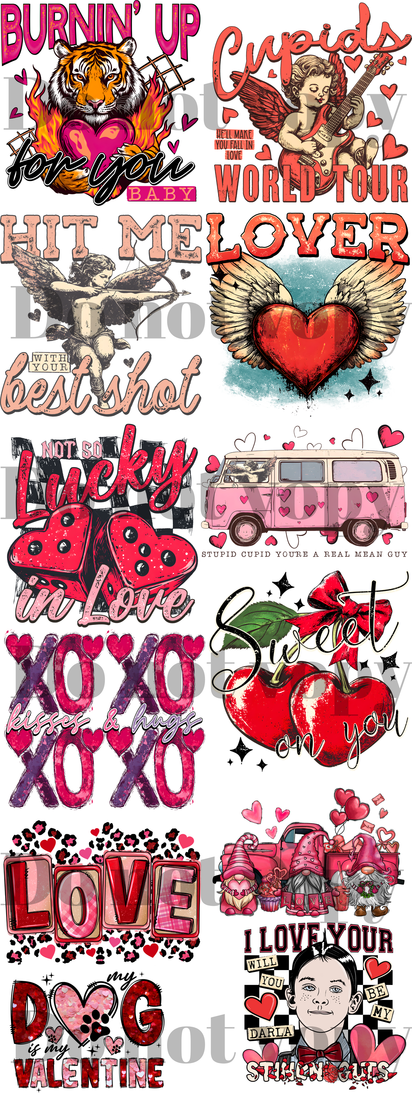 Valentine's Day ; premade gang sheet 22x60