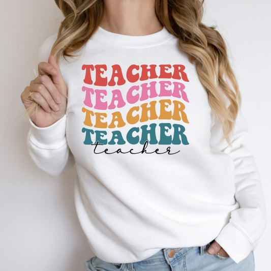 Groovy Repeating teacher DTF TRANSFER ONLY