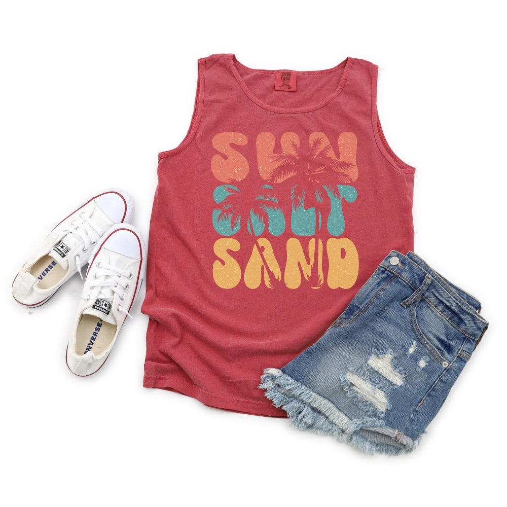 SUN SALT SAND palm tree text BOHO SUMMER DROP / DTF TRANSFER ONLY