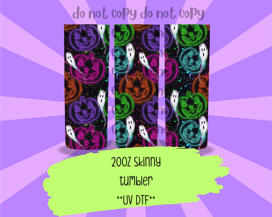 Small pumpkins & ghosties ; UV DTF WRAP 20OZ SKINNY TUMBLER LFH