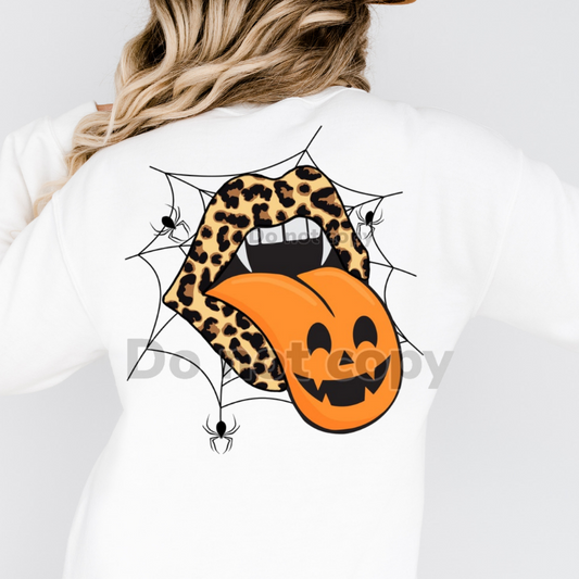 Halloween leopard print lips spiderweb - DTF TRANSFER ONLY