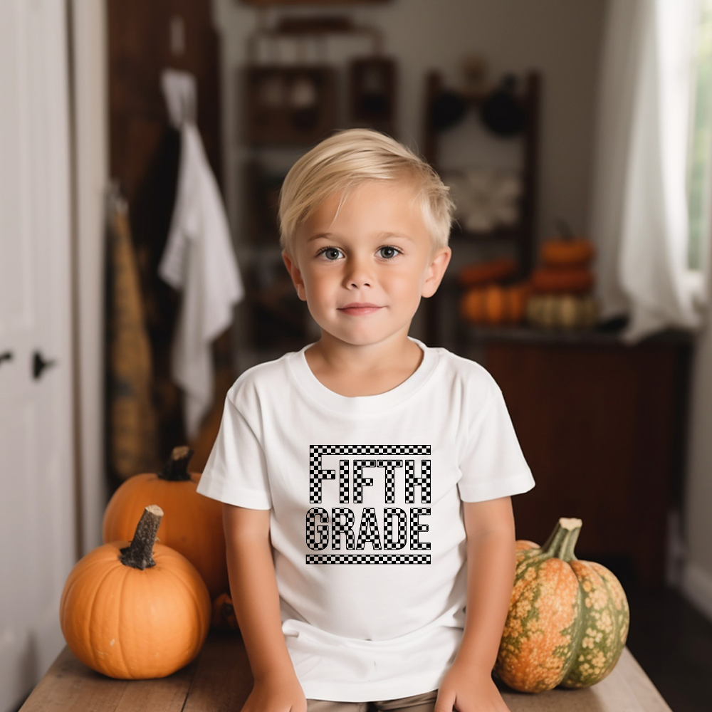 FIFTH GRADE checkered style -  DTF TRANSFER ONLY