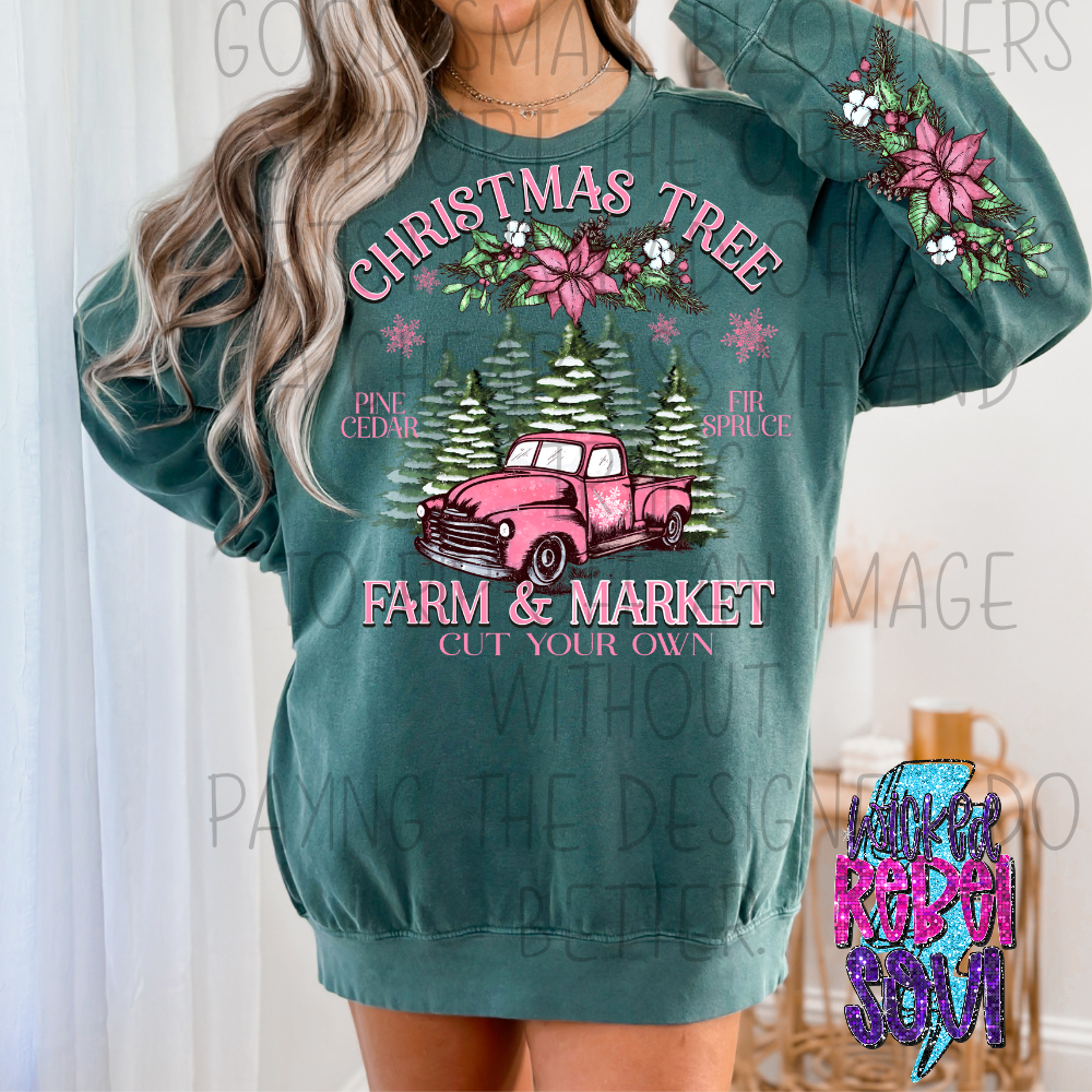 Pink Christmas tree market - DTF TRANSFER ONLY (AGC)