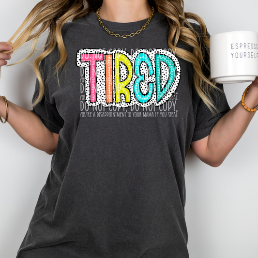 Tired dalmatian dots colorful - DTF TRANSFER