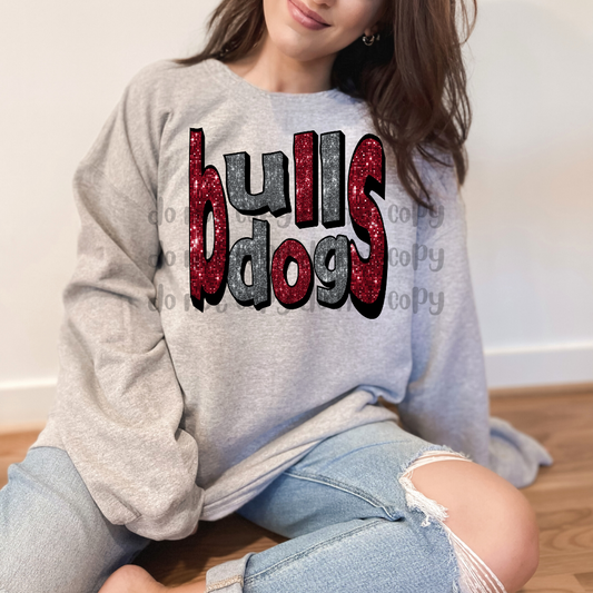 Bulldogs faux glitter crazy letters - DTF TRANSFER