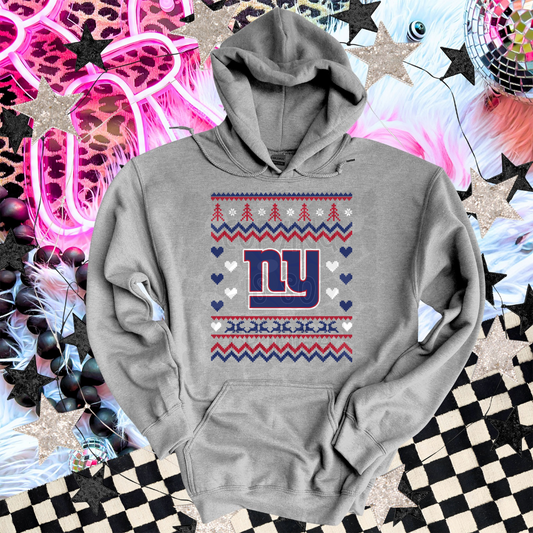 NY Giants - DTF TRANSFER (ugly xmas sweater mascot football)