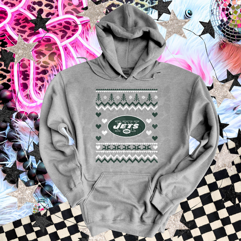 NY Jets - DTF TRANSFER (ugly xmas sweater mascot football)