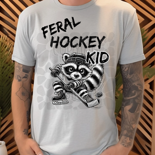 Feral hockey kid raccoon - DTF TRANSFER (WRS)