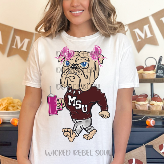 MSU Bulldogs Mascot - DTF TRANSFER (Axis football drop)