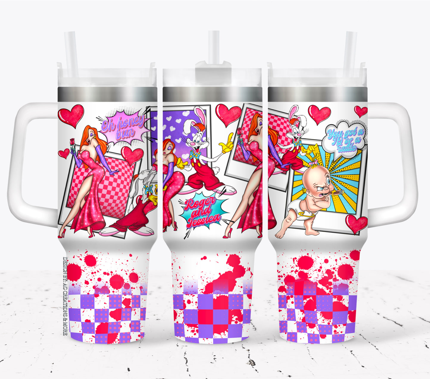 Roger and Jessica ; UV DTF 40OZ TUMBLER Wrap (top & bottom) AGCM