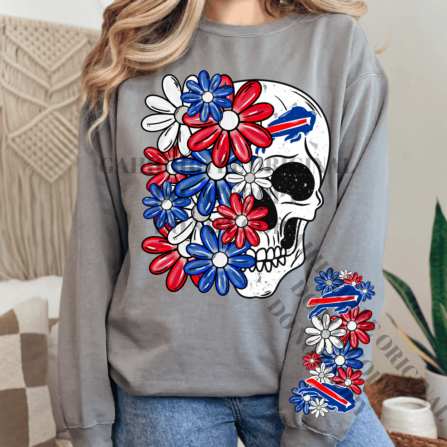 Skellie Buffalo Bills - DTF TRANSFER (floral letters & skellies & sleeves MMD)