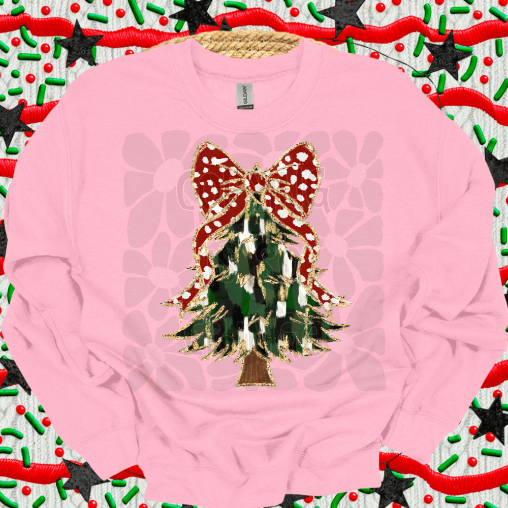 Boujee Xmas tree with bow red & black - DTF TRANSFER (WRS)