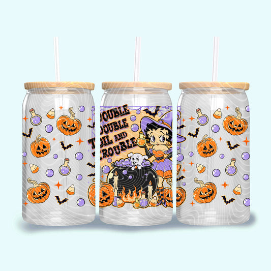 Betty Halloween - UV dtf wrap 16oz libbey : (Holiday kickoff Collab)