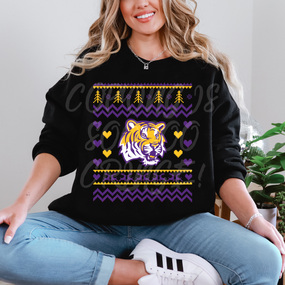 Louisiana Tigers - DTF TRANSFER (ugly xmas sweater mascot football)