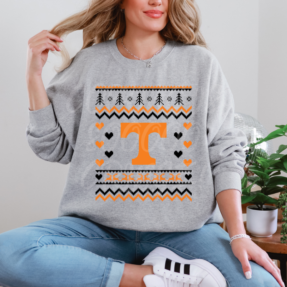 Tennessee Vols letter T - DTF TRANSFER (ugly xmas sweater mascot football)