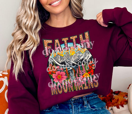 Faith moves mountains faux embroidery - DTF TRANSFER ONLY (TED)