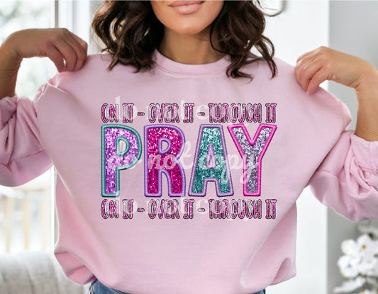 Pray Faux Sequin - DTF TRANSFER ONLY (TED)