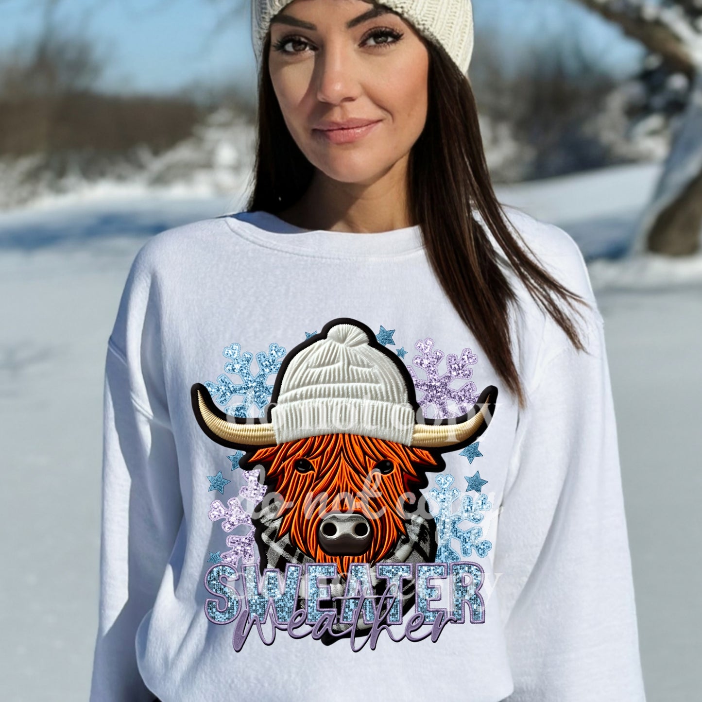 Sweater Weather sequin cow - DTF TRANSFER ONLY (TED)