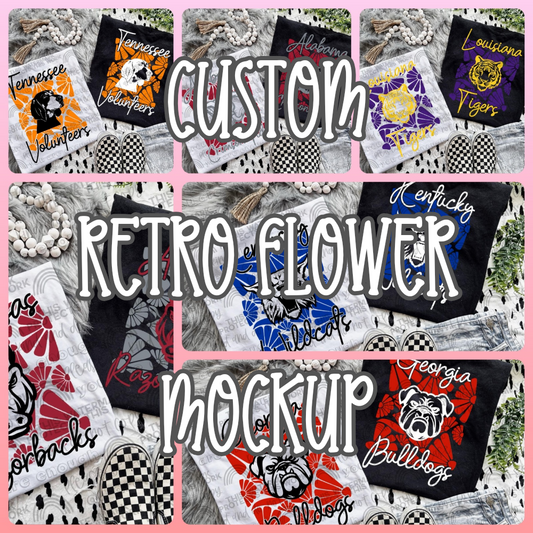 Custom retro flower sports team mockup EXCLUSIVE