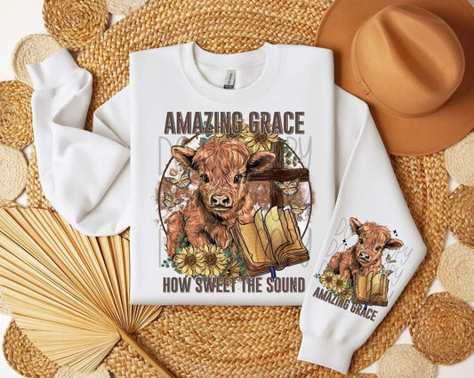 Amazing grace highland cow - DTF TRANSFER (SSDD/FDC Faith Collab)