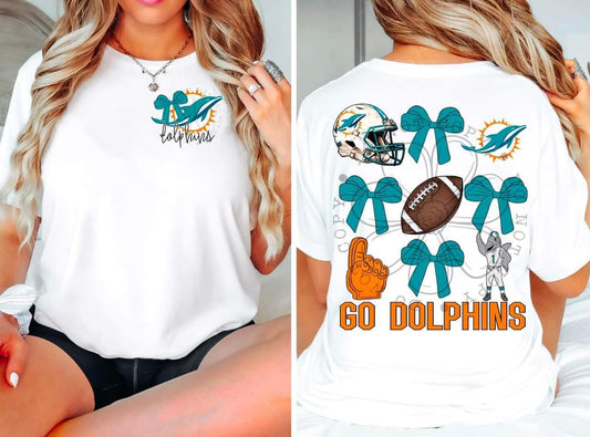 Dolphins - DTF TRANSFER - Sports Bows drop (FDC)