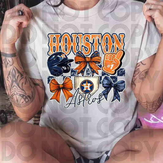 Bows coquette Houston Astros Baseball - DTF TRANSFER (RHD)