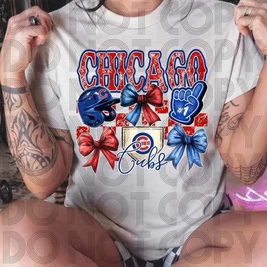 BOWS coquette Chicago Baseball - DTF TRANSFER (RHD)