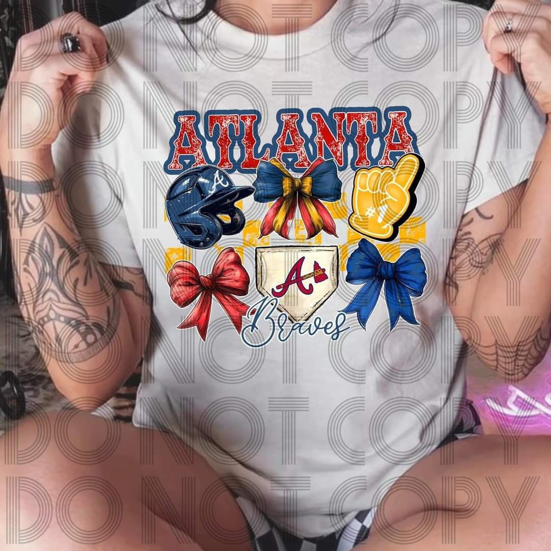 BOWS coquette Atlanta Baseball - DTF TRANSFER (RHD)