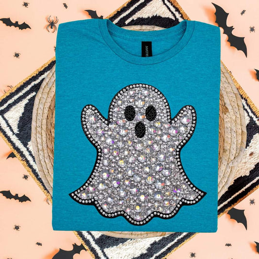 Scary ghost Faux Rhinestones - DTF TRANSFER