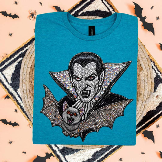 Dracula and bat Faux Rhinestones - DTF TRANSFER