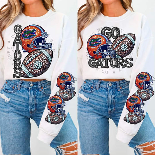 Gators - DTF TRANSFER - Sports Football Faux Rhinestone drop (FDC)