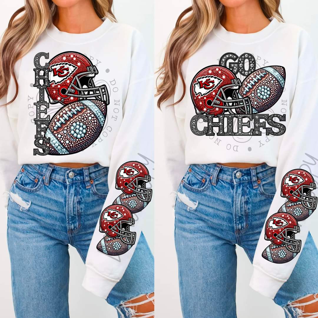 Chiefs - DTF TRANSFER - Sports Football Faux Rhinestone drop (FDC)