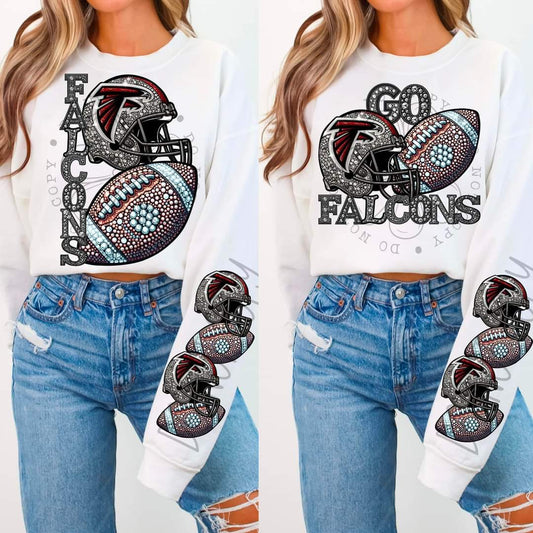 Falcons - DTF TRANSFER - Sports Football Faux Rhinestone drop (FDC)