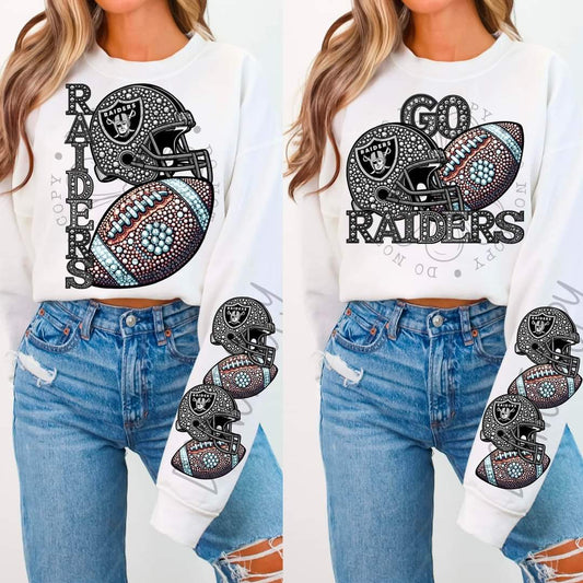 Raiders - DTF TRANSFER - Sports Football Faux Rhinestone drop (FDC)