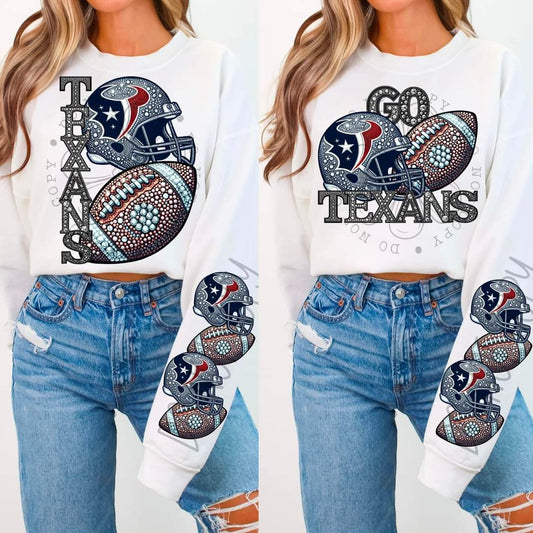 Texans - DTF TRANSFER - Sports Football Faux Rhinestone drop (FDC)