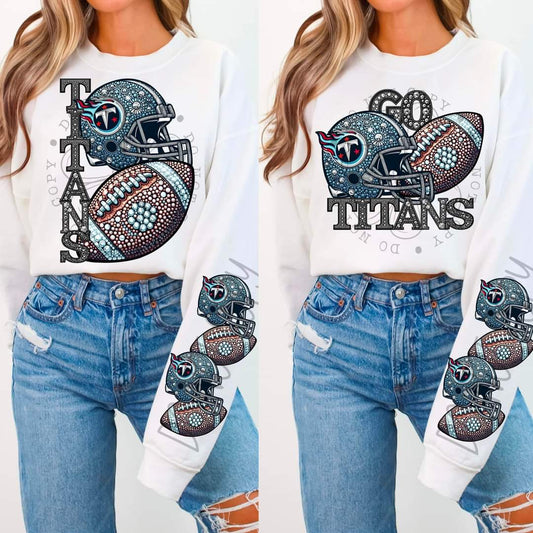 Titans - DTF TRANSFER - Sports Football Faux Rhinestone drop (FDC)