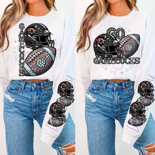 Gamecocks - DTF TRANSFER - Sports Football Faux Rhinestone drop (FDC)