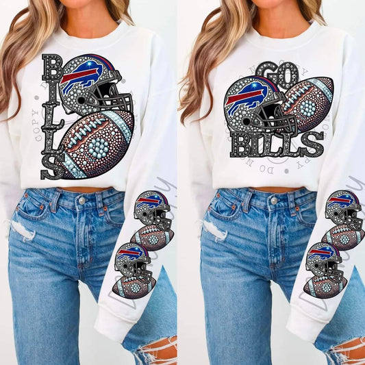 Bills - DTF TRANSFER - Sports Football Faux Rhinestone drop (FDC)