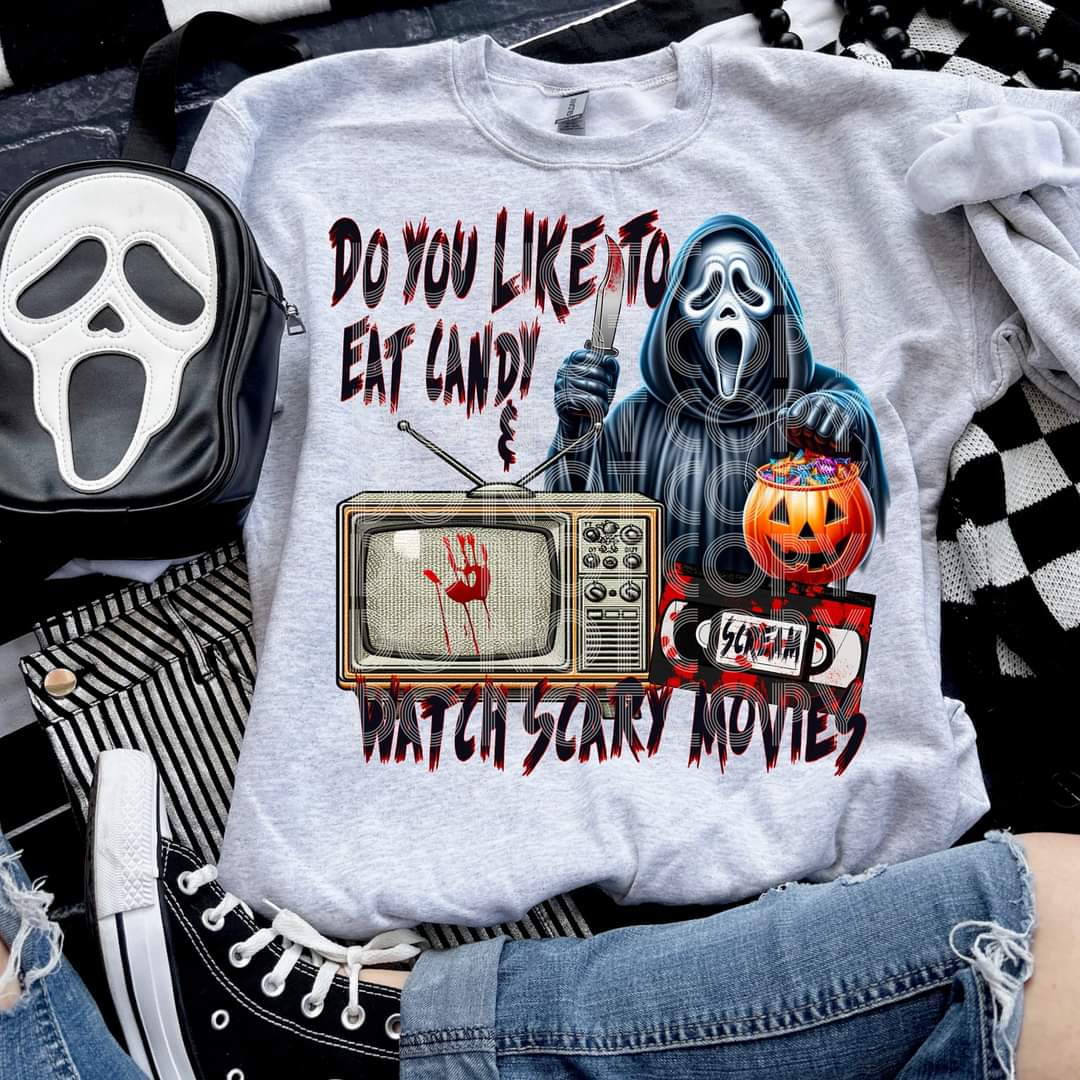 Eat candy watch scary movies - DTF TRANSFER (TED/DDV mini Halloween Collab)