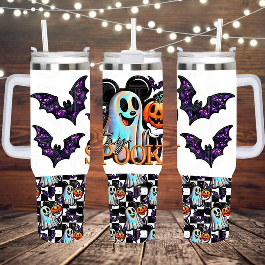 Stay Spooky mouse ; UV DTF 40OZ TUMBLER Wraps (top & bottom) (TED)