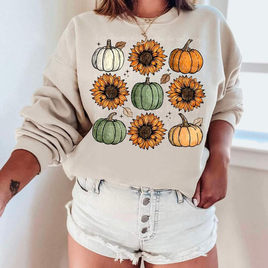 Sunflower pumpkin grid - DTF TRANSFER (MMDD)