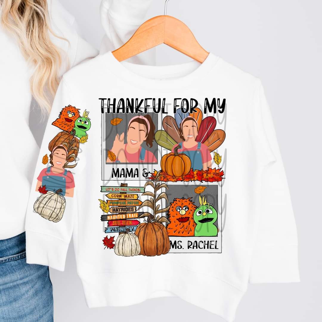 Thankful for my Mama and Jesus kids cartoons - DTF TRANSFER (FDC)