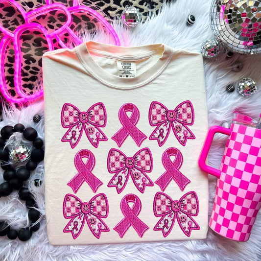 Breast cancer ribbon grid - DTF TRANSFER (Coquette everything Collab HWD/TGG)