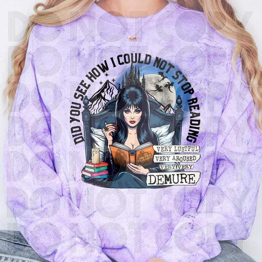 Elvira reading - DTF TRANSFER (fall la la bookish Collab PHDC/RHD)