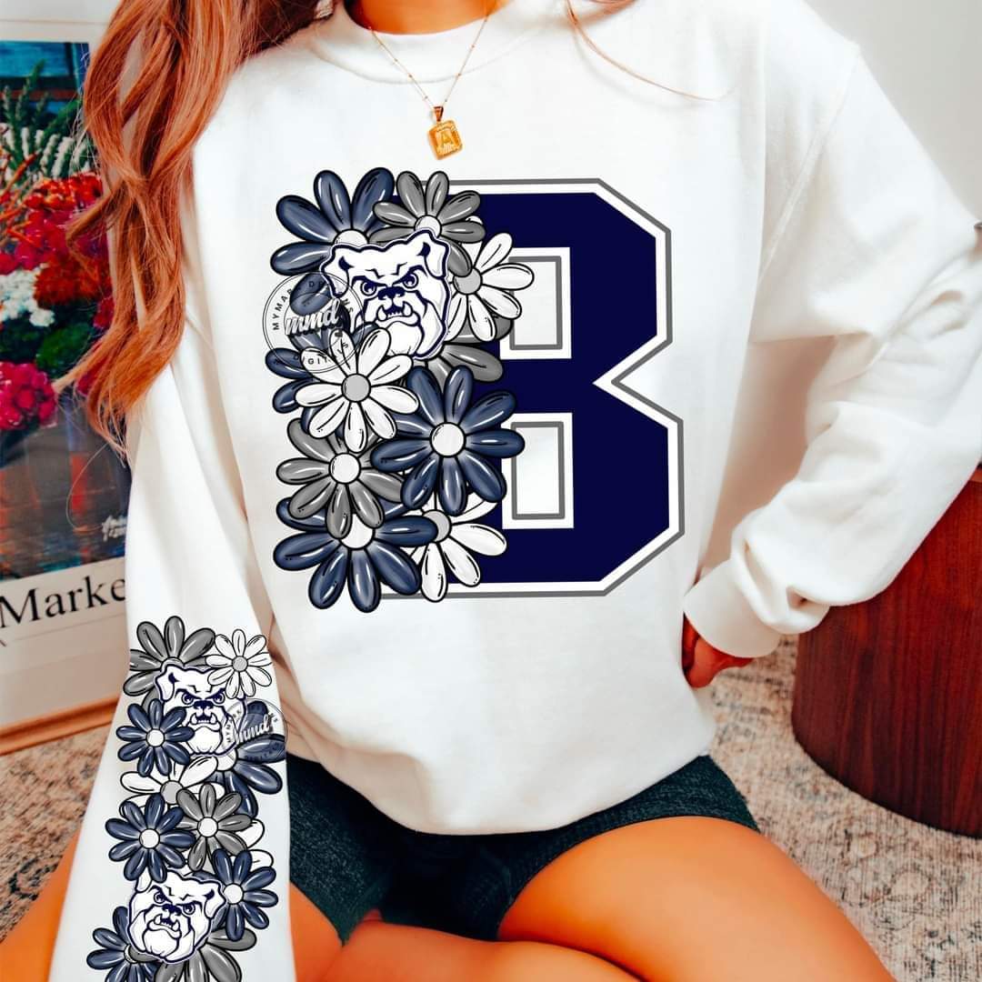 Butler Bulldogs - DTF TRANSFER (floral letters & skellies & sleeves MMD)