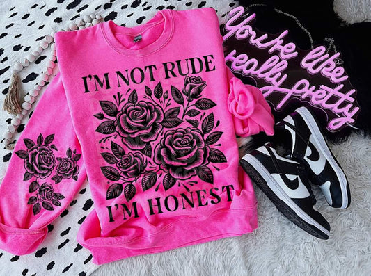 I'm not rude, I'm honest roses black - DTF TRANSFER (PHDC N24)