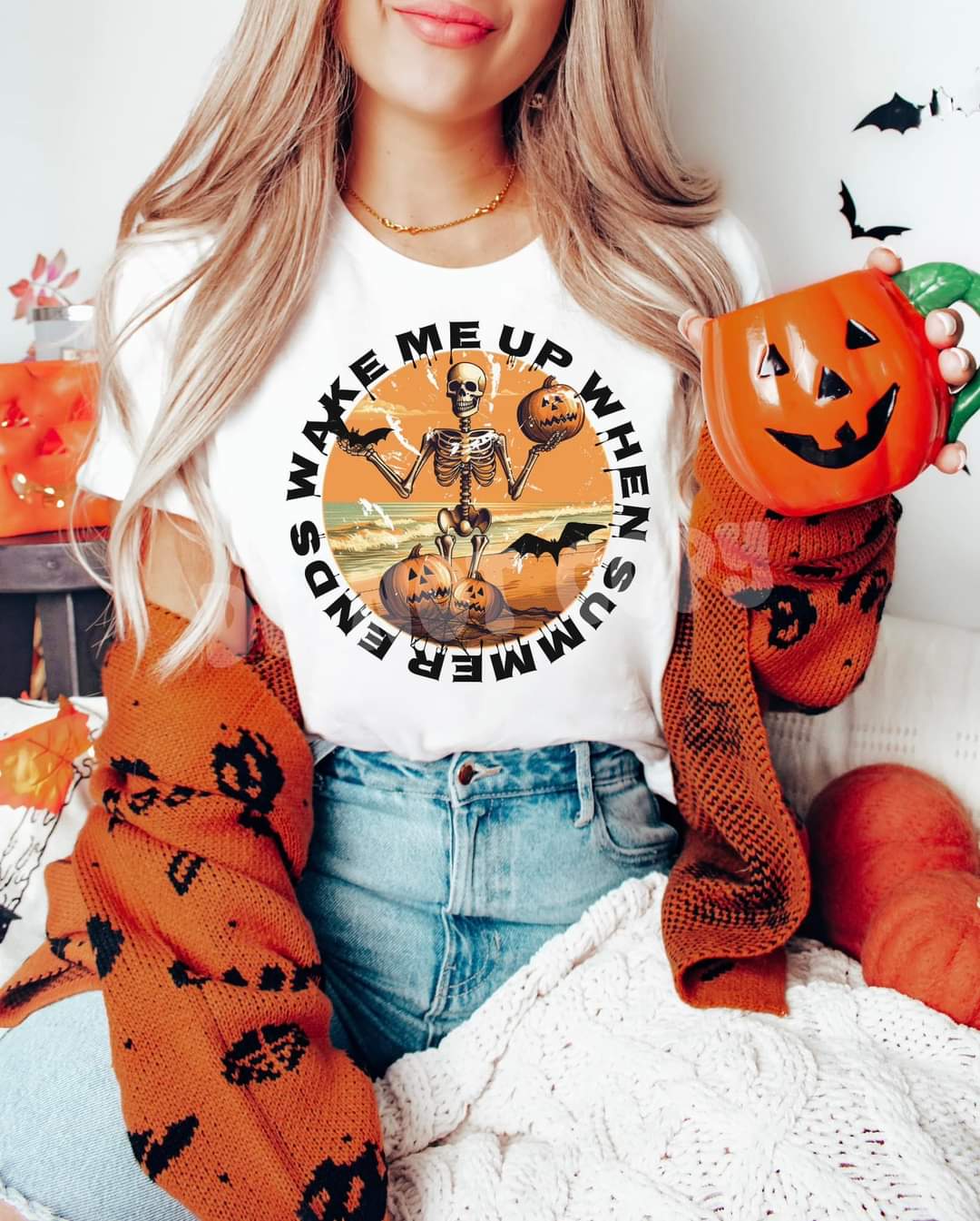 Wake Me up when Summer Ends skellie pumpkins - DTF TRANSFER ONLY RTD