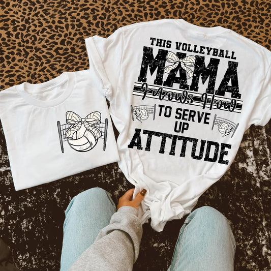 Volleyball Mama Attitude w/ Bow-DTF TRANSFER (VDS)