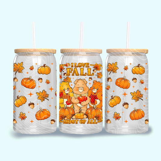 Carebears fall - UV dtf wrap 16oz libbey : (Holiday kickoff Collab)